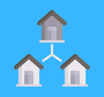 Afbeelding van drie verbonden huizen