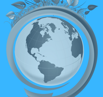 Afbeelding wereldbol met beplanting rond